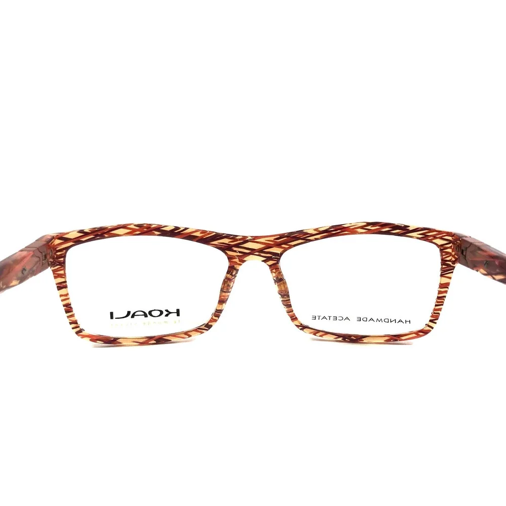 Koali Eyeglasses Frames 7665K OP014 Brown Red Rectangle Full Rim 53-15-135